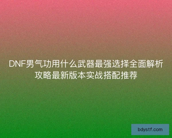 DNF男气功用什么武器最强选择全面解析攻略最新版本实战搭配推荐